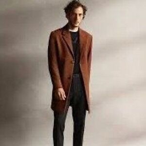 Zara Man Long Overcoat Rust‎ Orange Size M